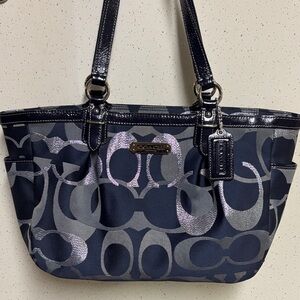 Coach - Navy & Silver Signature Shoulder Bag